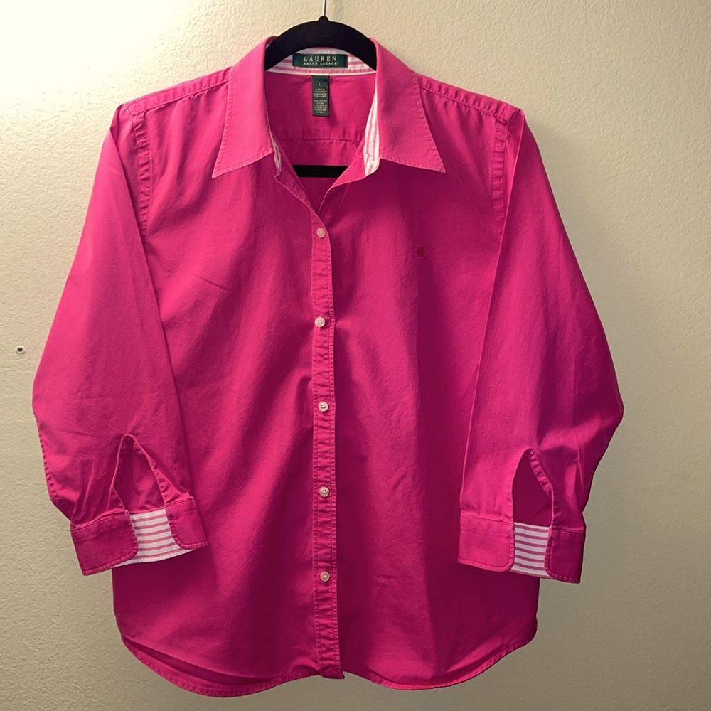 Lauren by Ralph Lauren 3/4 sleeve women button down blouse